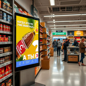 Цифровой экран для маркетинга и рекламы в точках продаж